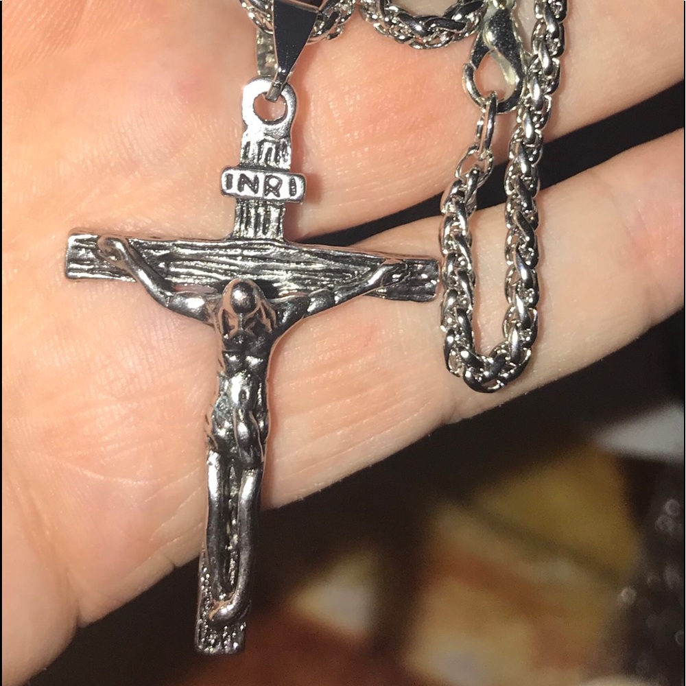 Cross pendant and chain 28” long